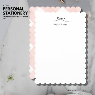 Personalized Scallop Edge Note Card with Bow Mitteilungskarte