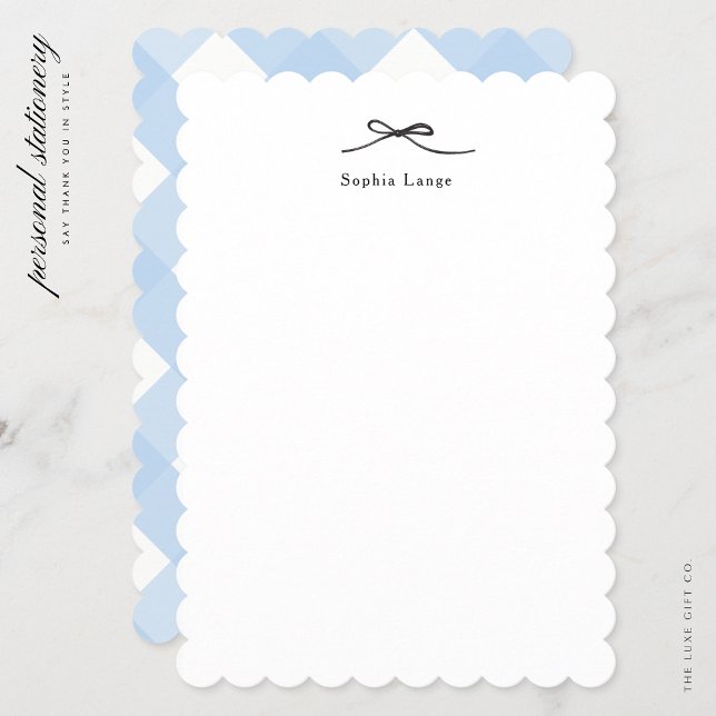 Personalized Scallop Edge Note Card with Bow Mitteilungskarte (Von Creator hochgeladen)