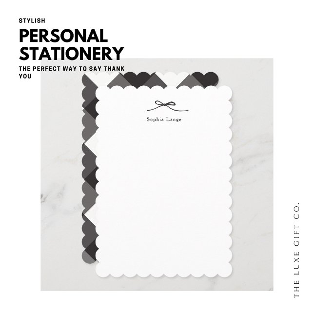 Personalized Scallop Edge Note Card with Bow Mitteilungskarte (Von Creator hochgeladen)