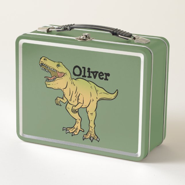 Personalized Scary T-REX Dinosaur Metall Brotdose (Vorderseite)