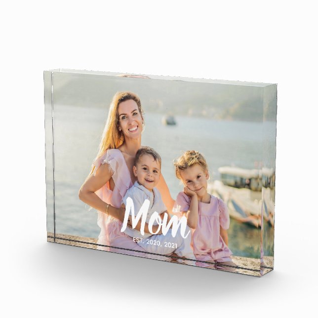 Personalized Script Mom Established Photo Keepsake Fotoblock (Rechts)