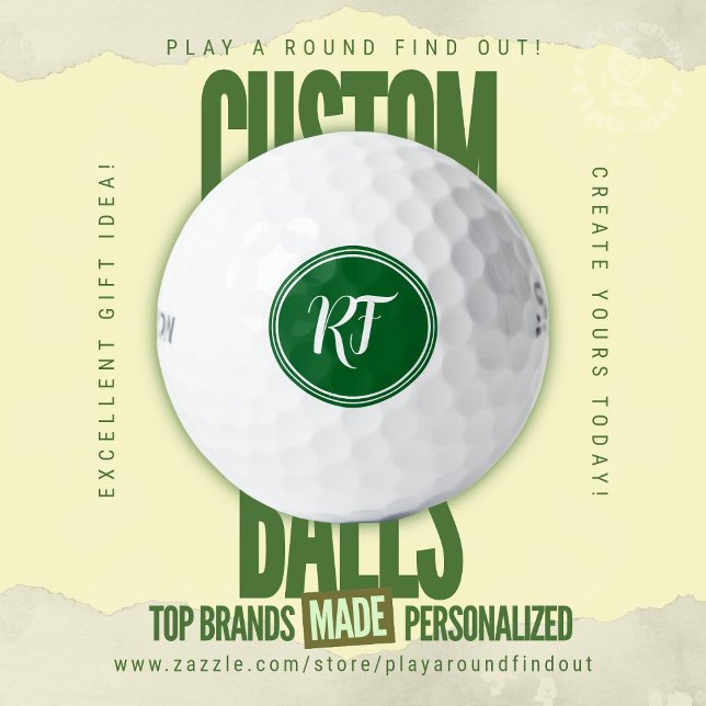 Personalized Script Monogram Wilson Ultra Distance Golfball (Custom golf balls by Play A Round Find Out, "RF" elegant customizable initials monogram)