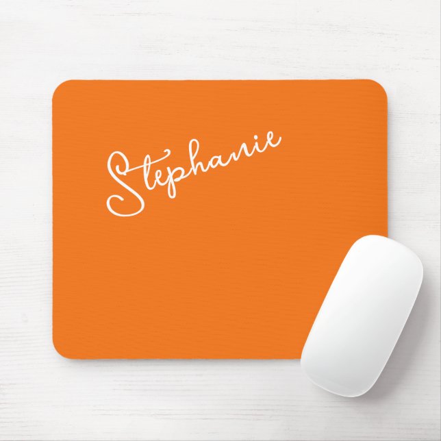 Personalized Script Name Minimalist Orange Stylish Mousepad (Mit Mouse)