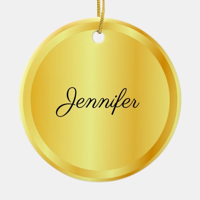 Personalized Script Template Gold Look Trendy Keramik Ornament (Vorne)
