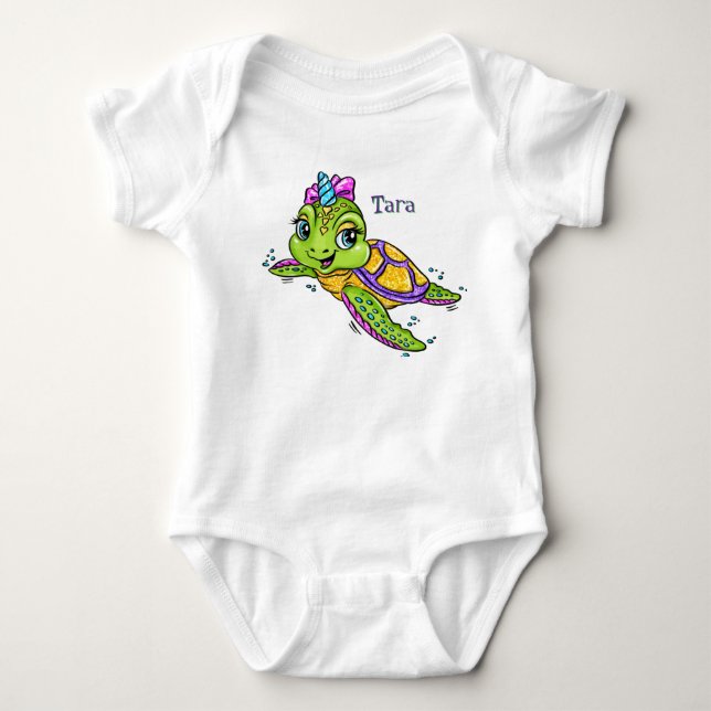 Personalized Sea Turtle Baby Strampler (Vorderseite)
