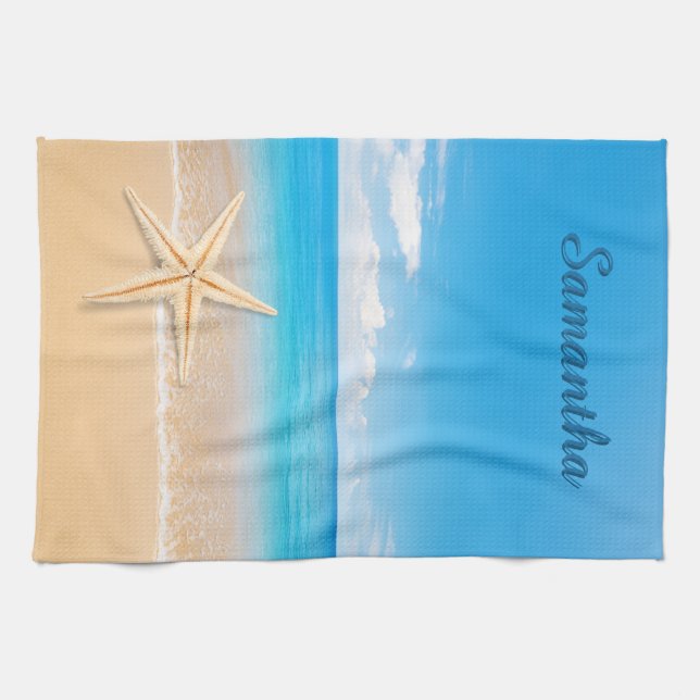 Personalized Seaside Kitchen Towel Geschirrtuch (Horizontal)