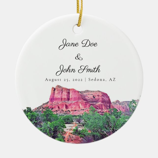 Personalized Sedona Arizona Wedding Keramik Ornament (Vorne)