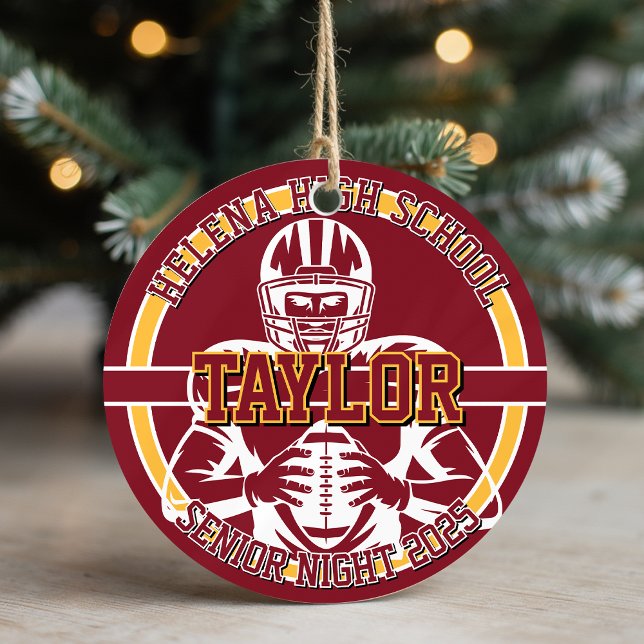 Personalized Senior Night Football High School Keramik Ornament (Von Creator hochgeladen)