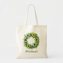 Personalized Shamrock Wreath Botanical Tote Bag Tragetasche