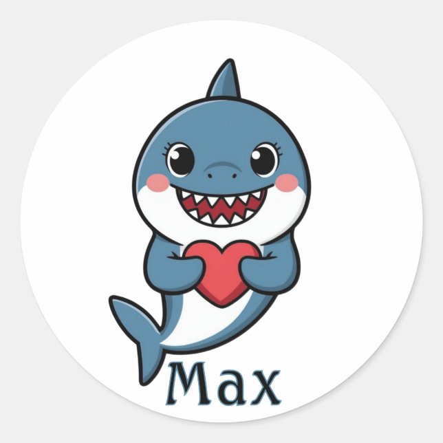 Personalized Shark Valentine Sticker for Boys (Devant)