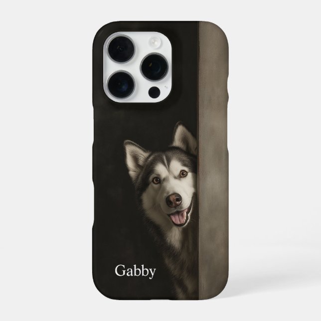 Personalized Siberian Husky Portrait iPhone 16 Pro Hülle (Rückseite)