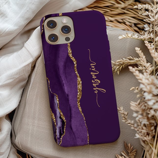 Personalized Signature Purple Gold Agate Case-Mate iPhone Hülle (Von Creator hochgeladen)