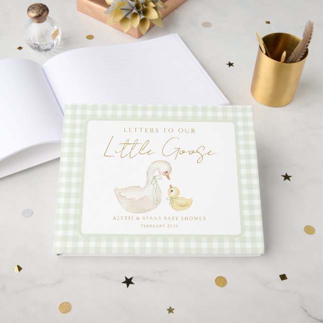 Personalized Silly Goose Bear Baby Shower Gästebuch (Vorderseite Offen)
