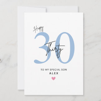 Personalized Simple 30th Birthday Card Son Karte