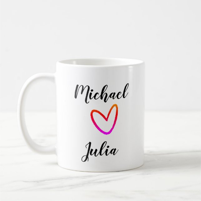 personalized simple minimal add your name red hear kaffeetasse (Links)