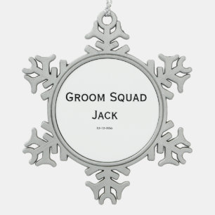 personalized simple monogram add your name wedding schneeflocken Zinn-Ornament