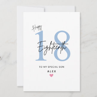 Personalized Simple Son 18th Birthday Card Karte