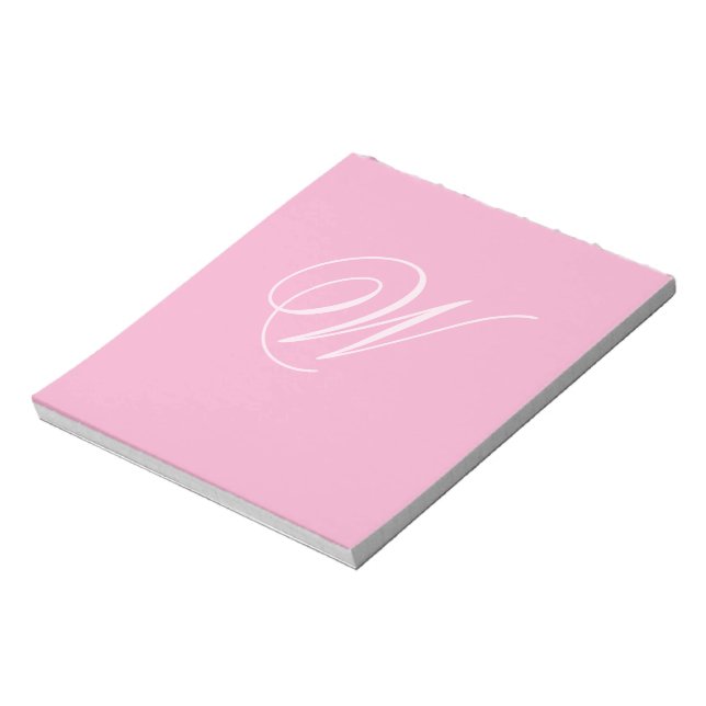 Personalized Single Custom Monogram Light Pink Notizblock (Rotiert)