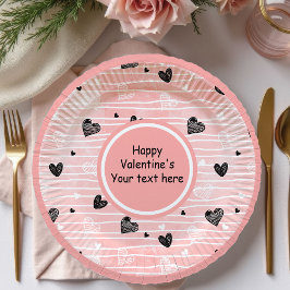 Personalized Sketch Hearts Valentine Tablescape Pappteller