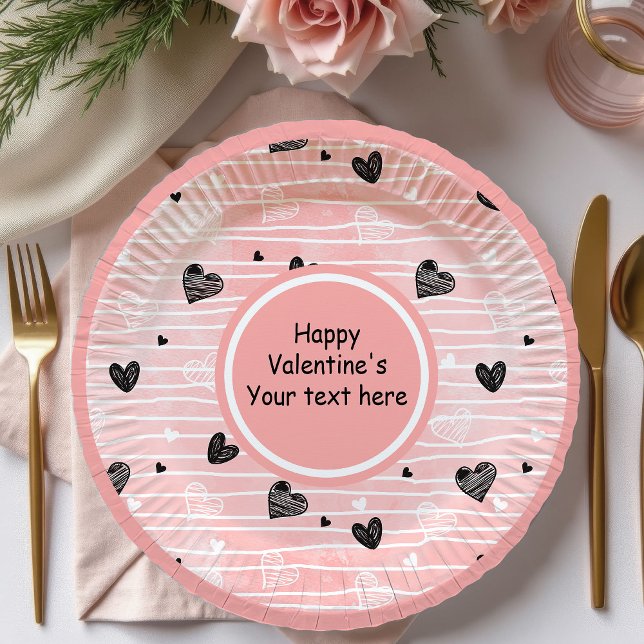 Personalized Sketch Hearts Valentine Tablescape   Pappteller (Personalized Sketch Hearts Valentine Tablescape Set

)