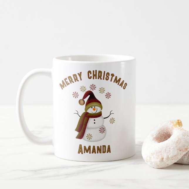 Personalized Snowman Christmas Kaffeetasse (Mit Donut)
