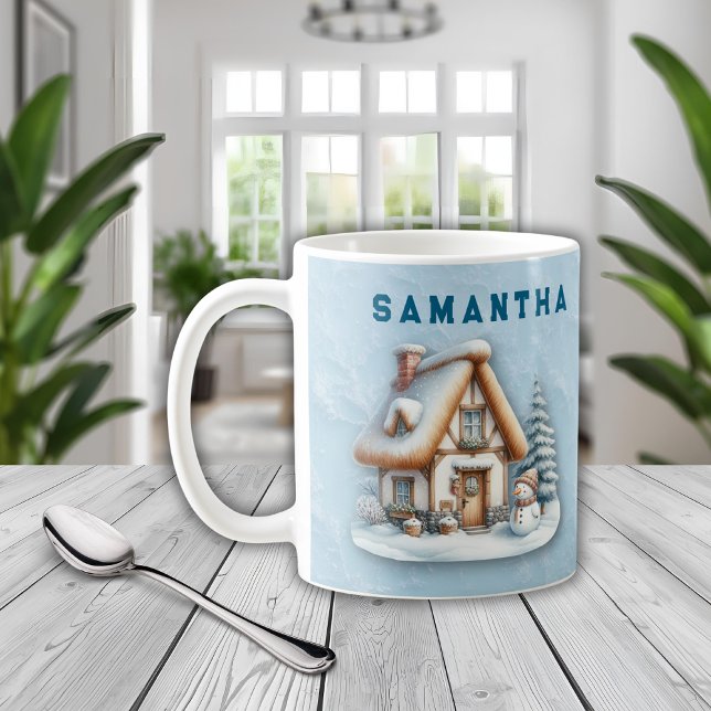 Personalized Snowman Christmas Mug with Name  Kaffeetasse (Von Creator hochgeladen)