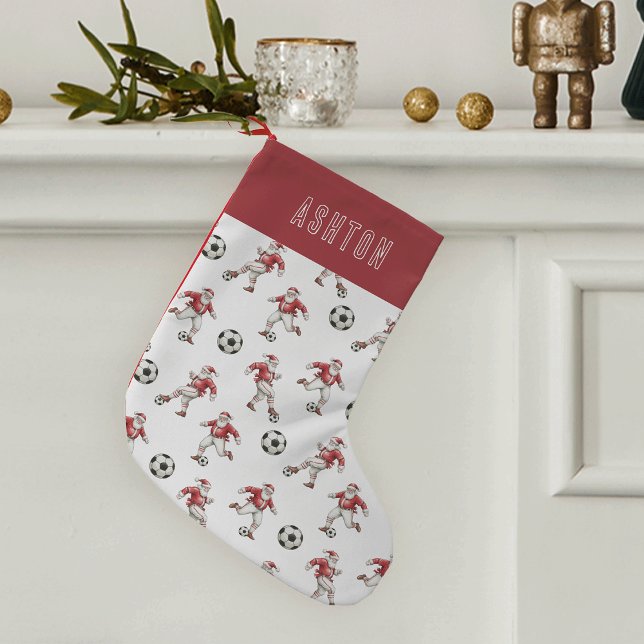 Personalized Soccer Santa Kleiner Weihnachtsstrumpf (Von Creator hochgeladen)