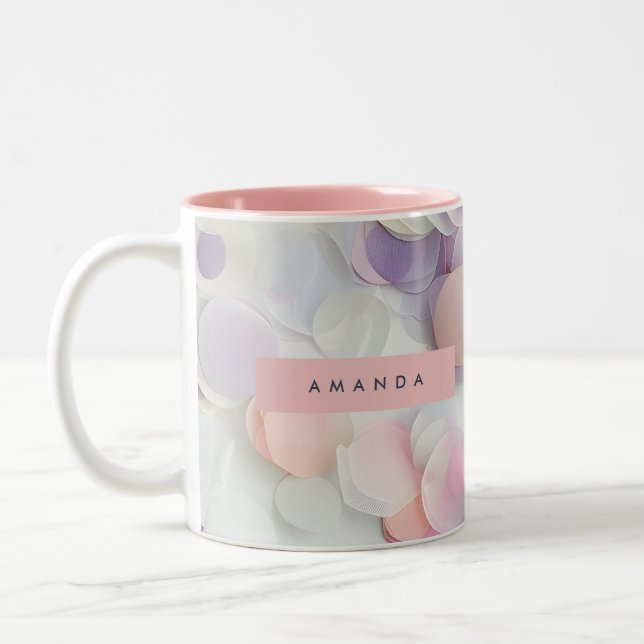 Personalized Soft Pastel Confetti Design Zweifarbige Tasse (Links)