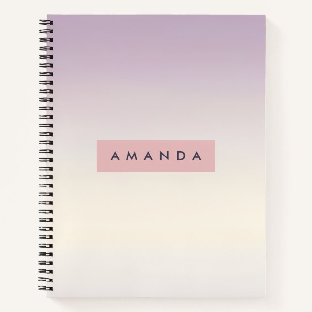 Personalized Soft Pastel Lavender Gradient Notizbuch (Vorderseite)