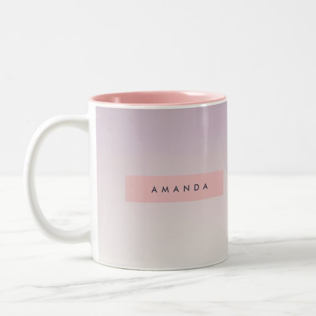 Personalized Soft Pastel Lavender Gradient Zweifarbige Tasse (Links)