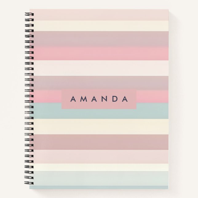 Personalized Soft Pastel Rainbow Stripes Notizbuch (Vorderseite)
