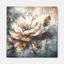 Personalized Soft Peony Watercolor Bloom Magnet