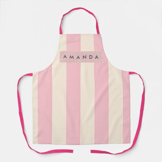 Personalized Soft Pink and Cream Stripe Schürze (Vorderseite)