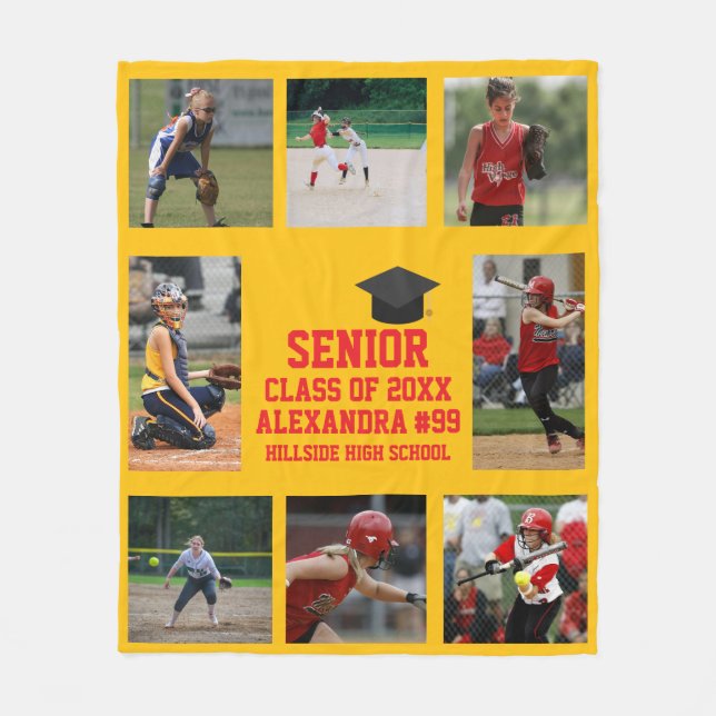 Personalized Softball Senior Night Graduation Grad Fleecedecke (Vorderseite)
