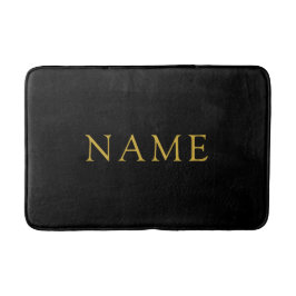 Personalized Solid Black Bath Mat with Custom Name Badematte