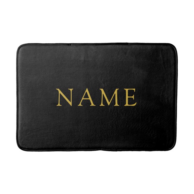 Personalized Solid Black Bath Mat with Custom Name Badematte (Vorderseite)