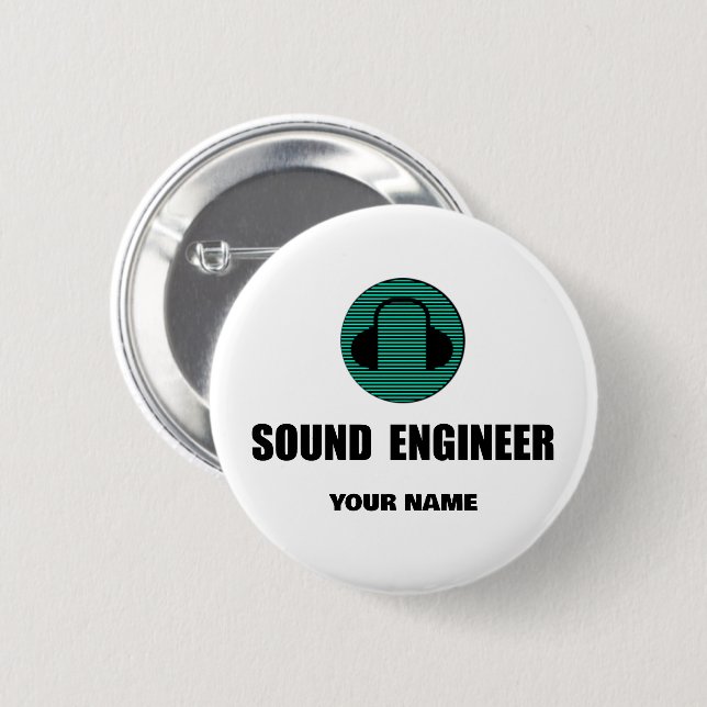 Personalized Sound Engineer Audio Engineering Button (Vorne & Hinten)