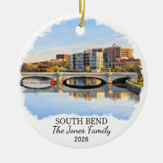 Personalized South Bend Ornament, Custom Indiana Keramik Ornament