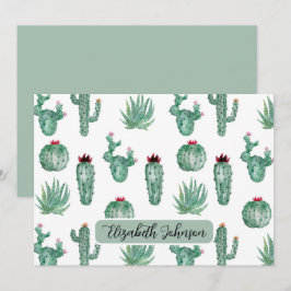 Personalized Southwest Cactus Botanical Note Card Mitteilungskarte