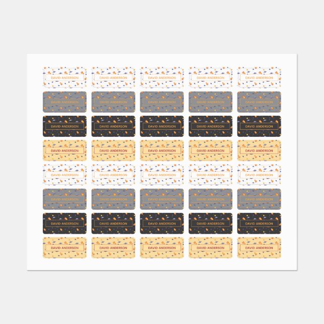 Personalized Space Name Labels neutral Set Etiketten (Blatt)