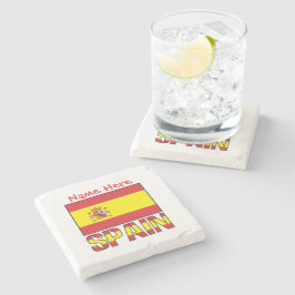 Personalized Spain Flag Heritage Design Steinuntersetzer