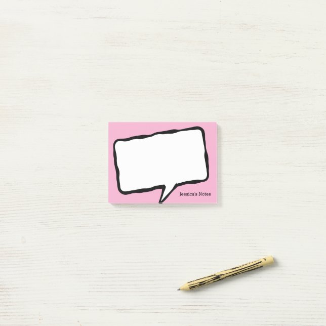 Personalized speech bubble pink Post-it® notes (Sur un bureau)