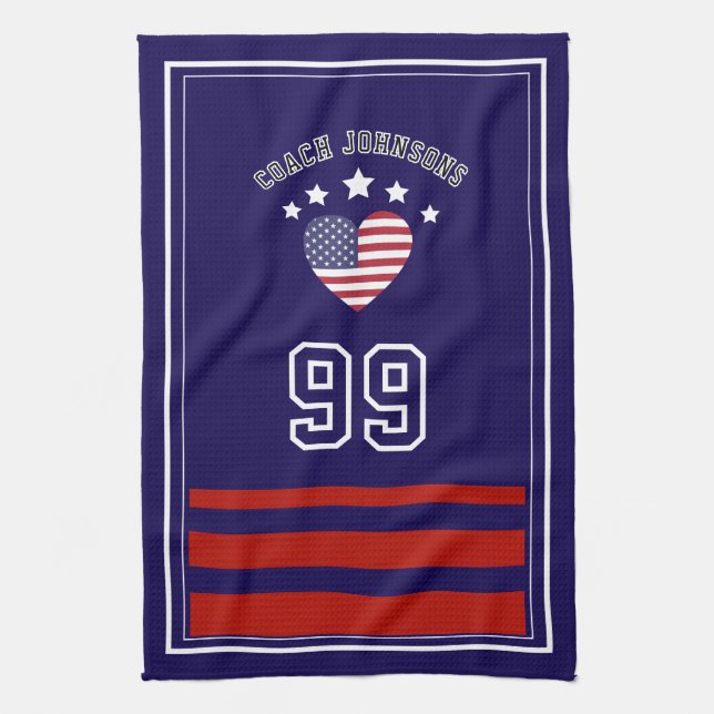 Personalized Sports Towel | Custom Football Player Geschirrtuch (Vertikal)