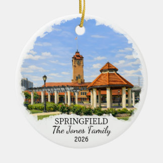 Personalized Springfield Ornament, Custom Illinois Keramik Ornament