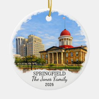 Personalized Springfield Ornament, Custom Illinois Keramik Ornament