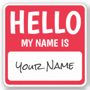 Personalized Square Hello My Name Is Sticker