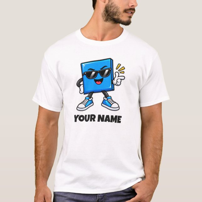 Personalized Square Name & Custom Text T-Shirt (Vorderseite)