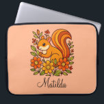 Personalized Squirrel and flowers Laptopschutzhülle<br><div class="desc">Squirrel and flowers</div>