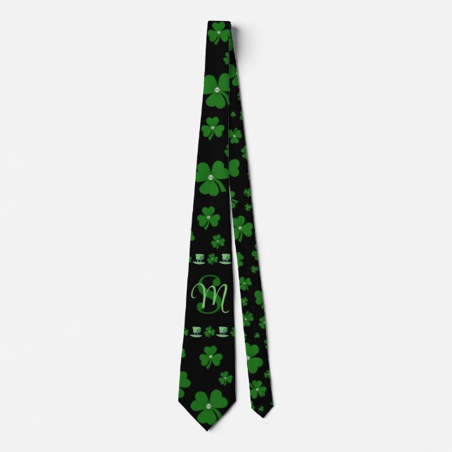 Personalized St. Patrick’s Day Shamrock on Black Krawatte (Vorderseite)