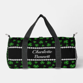 Personalized St. Patrick’s Day Shamrock with Pearl Duffle Bag